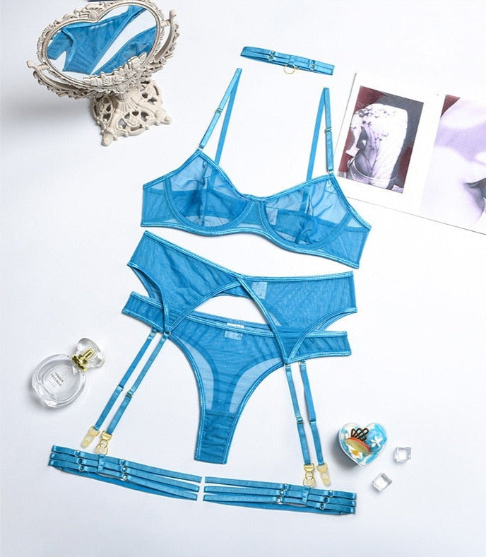 Seamless Blue Matching Set and Garter