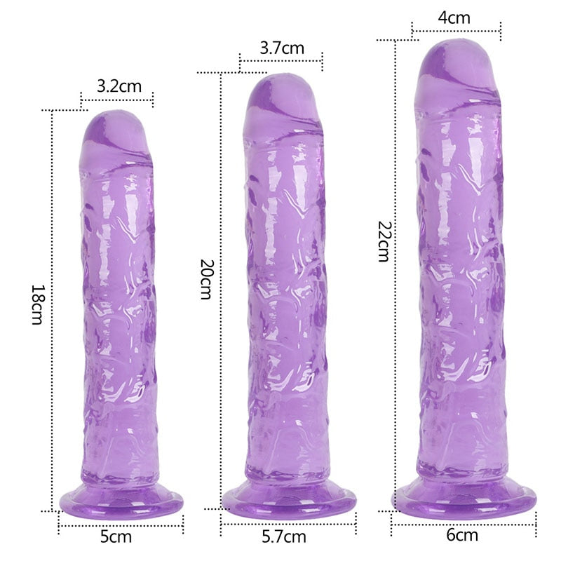 3 Size Translucent Soft Jelly Big Dildo