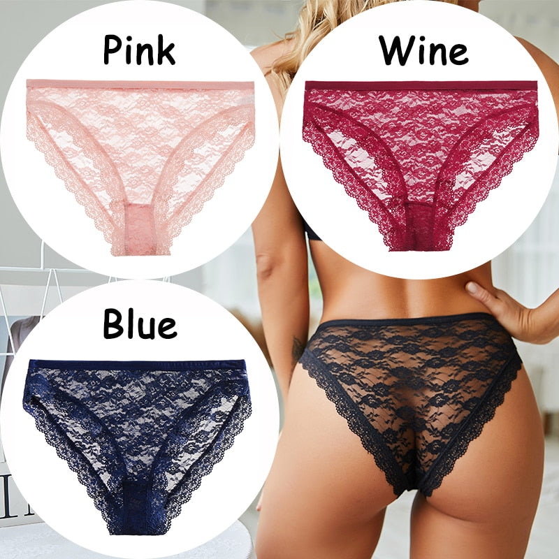 3PCS/SET Low-waist lace panties