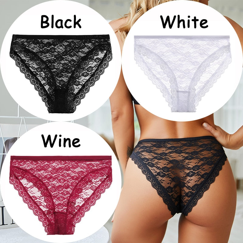 3PCS/SET Low-waist lace panties