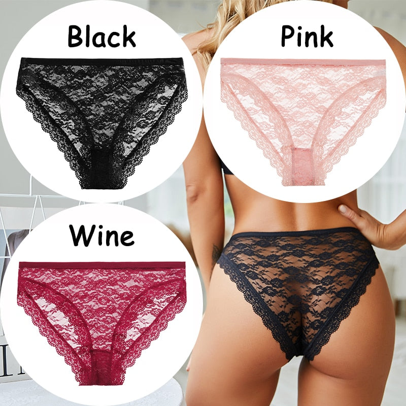3PCS/SET Low-waist lace panties