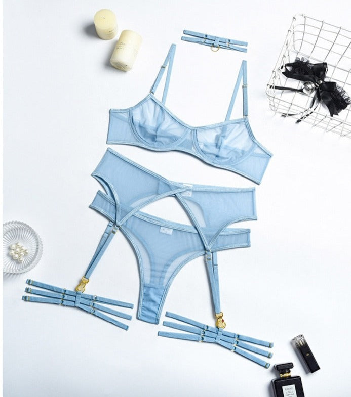 Seamless Blue Matching Set and Garter