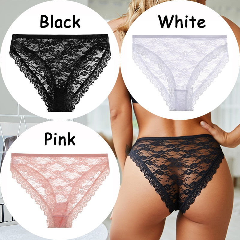 3PCS/SET Low-waist lace panties