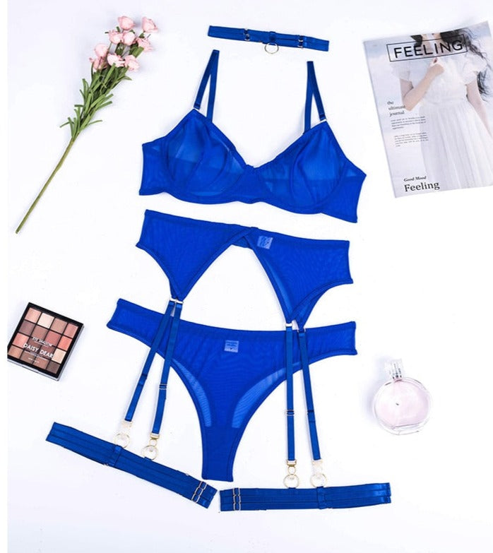 Seamless Blue Matching Set and Garter