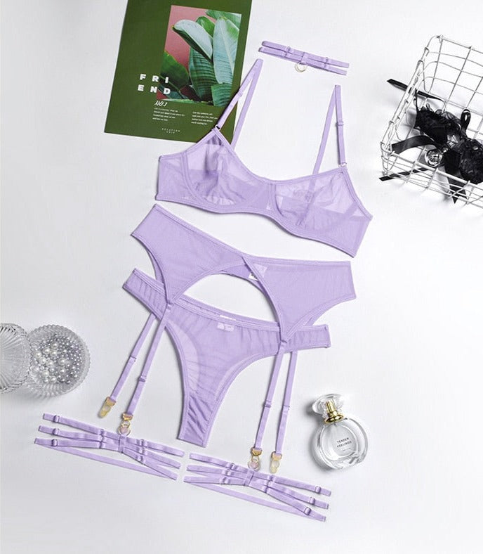 Seamless Blue Matching Set and Garter